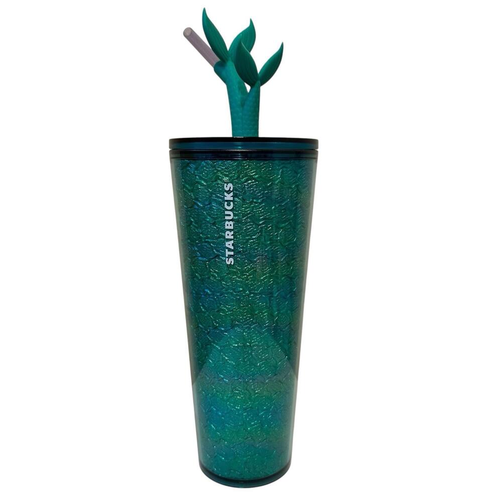 Starbucks Venti Cold Cup Tumbler Green Mermaid Siren Tail Straw Topper 2025 NEW